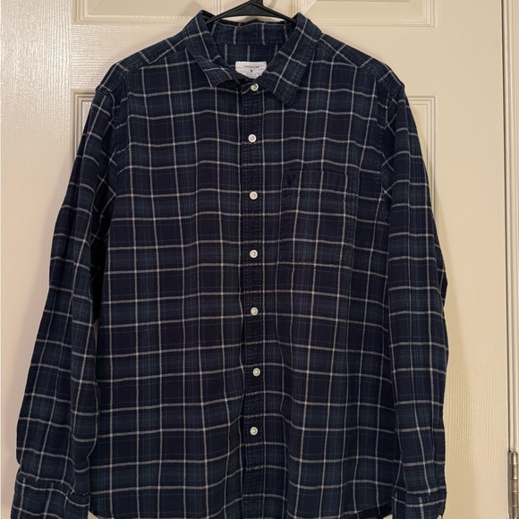 American Eagle Outfitters Blue Plaid Button Down Shirt 100% cotton - Picture 4 of 9